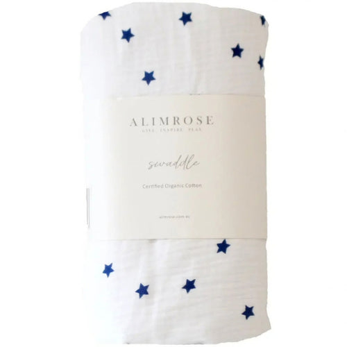 ALIMROSE Muslin Swaddle Navy Stars
