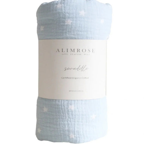 ALIMROSE Muslin Swaddle Starry Night Baby Blue