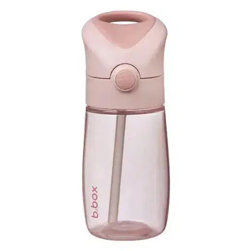 B.Box 380mL Drink Bottle for Jnr in pink colour with handle, leakproof, BPA and PVC free. Bubs Universe