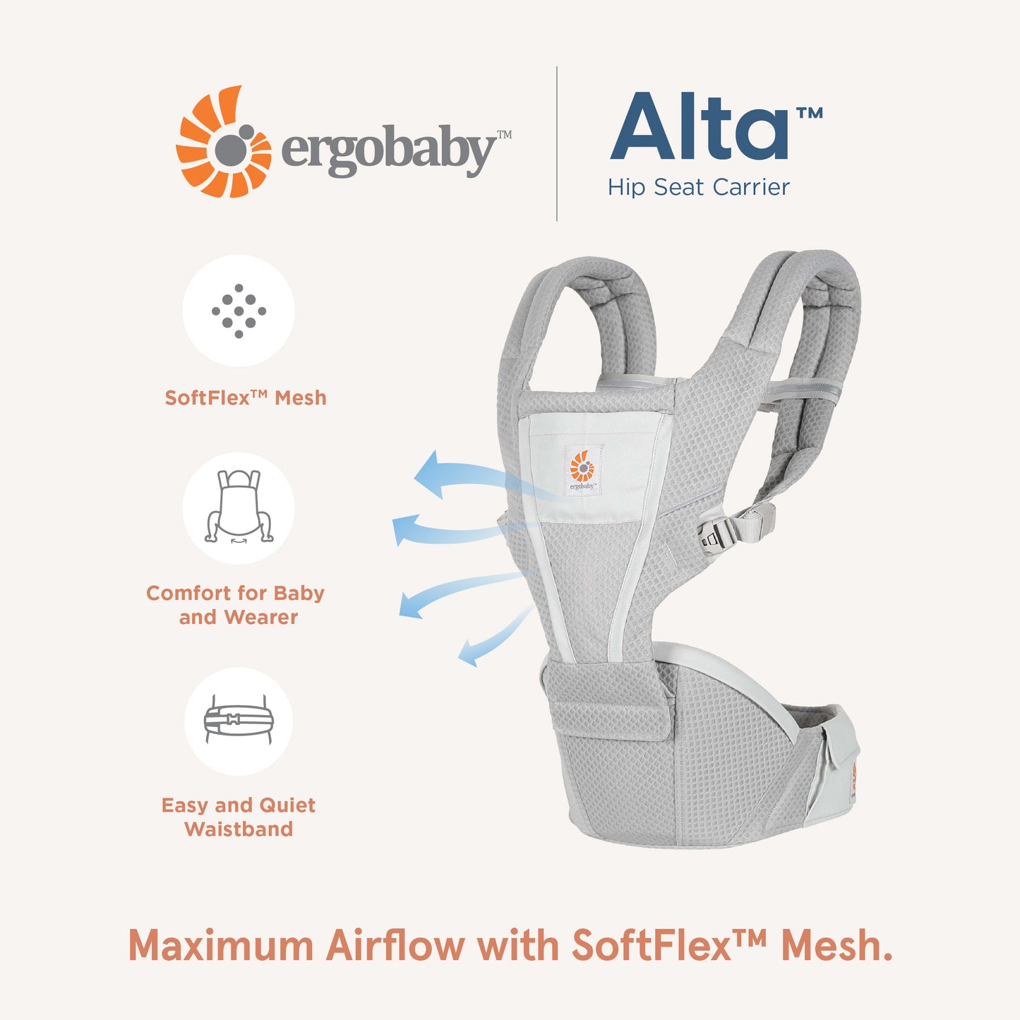 ERGOBABY ALTA HIP SEAT BABY CARRIER - MIDNIGHT BLUE