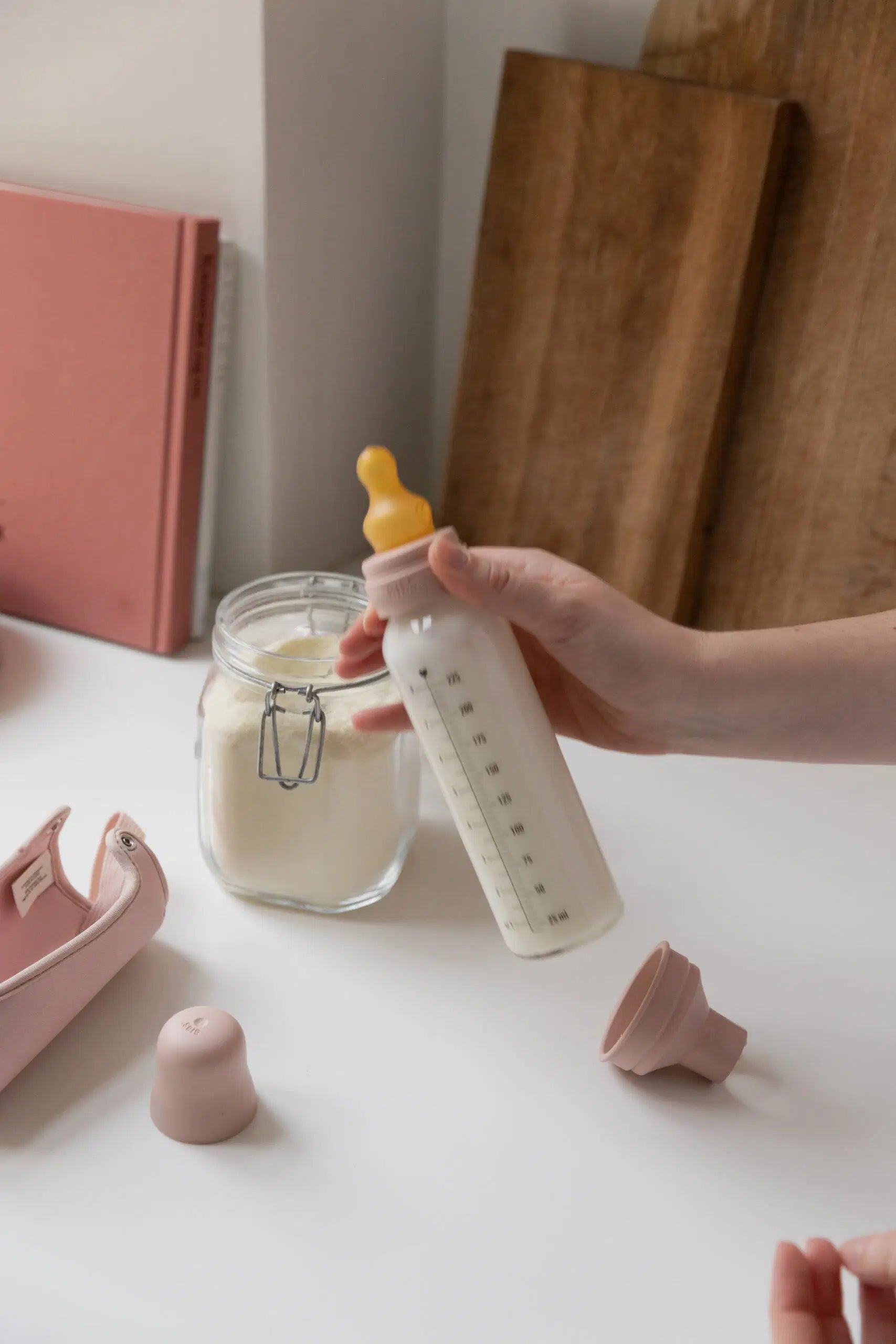 BIBS Glass Baby Bottle Complete Set 240ml Latex Blush