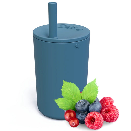 Bright Berry Kids Smoothie Cup with Straw & Secure Lid  Blueberry Blue
