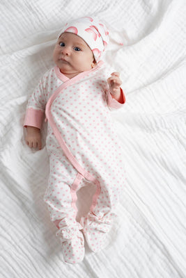 Monica + Andy Kimono Tie One-Piece Light Pink Polk Dots