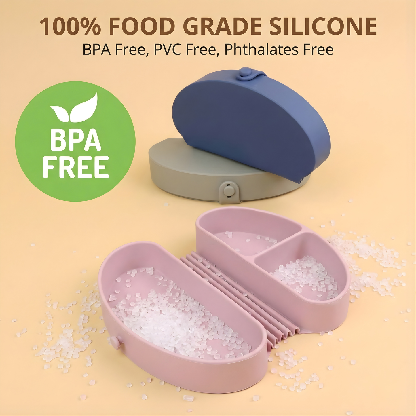 Giggle Bubs, Foldable Silicone Toddler Meal Box.