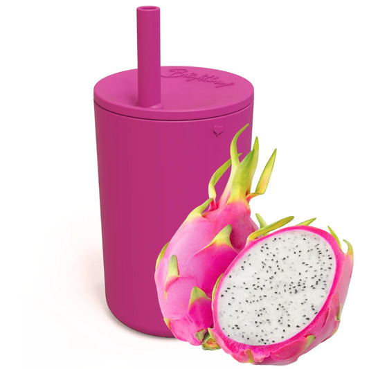 Kids Smoothie Cup with Straw & Secure Lid Riberry Pink