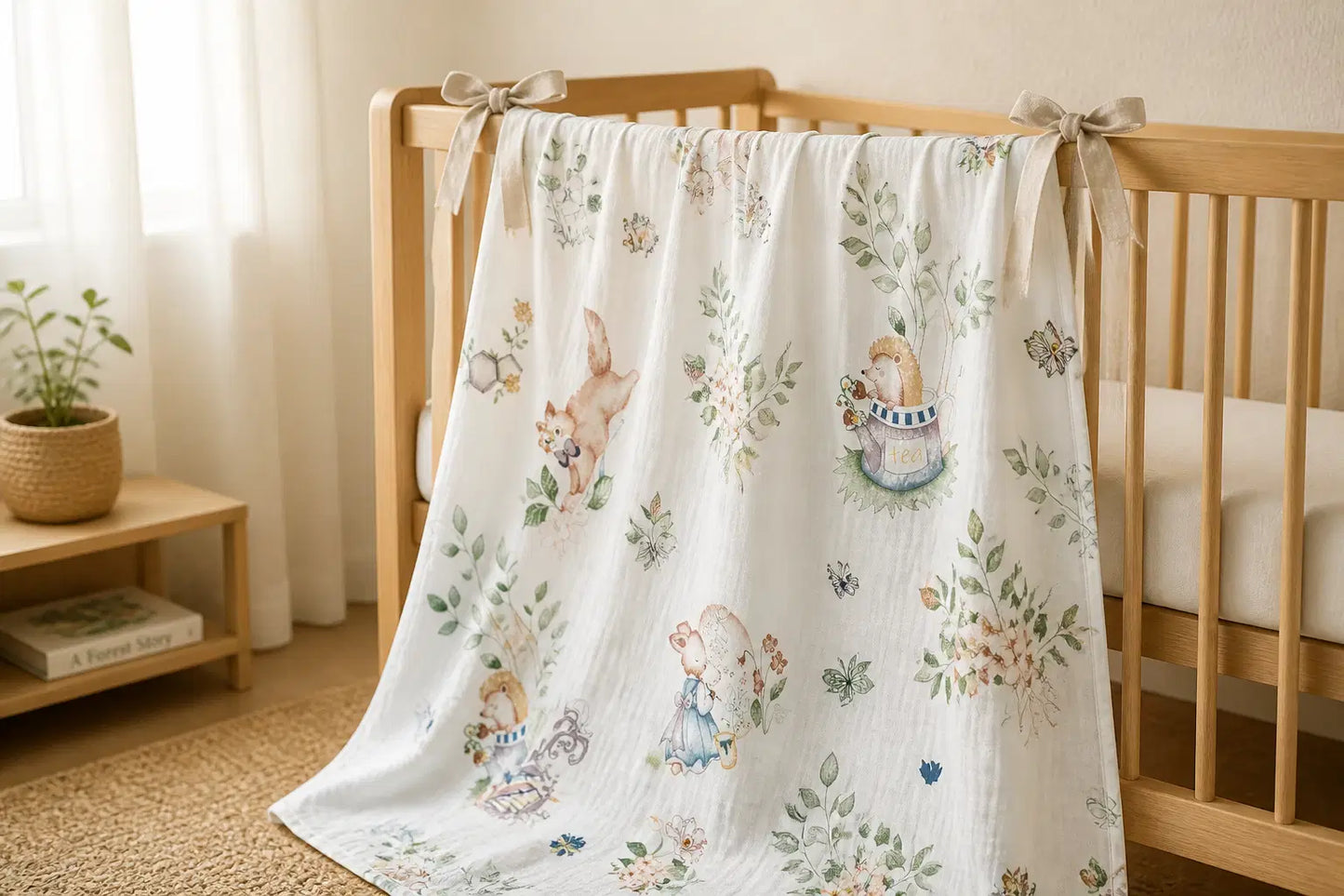 Giggle Bubs, “Fairy Garden” Baby Organic Muslin Wrap