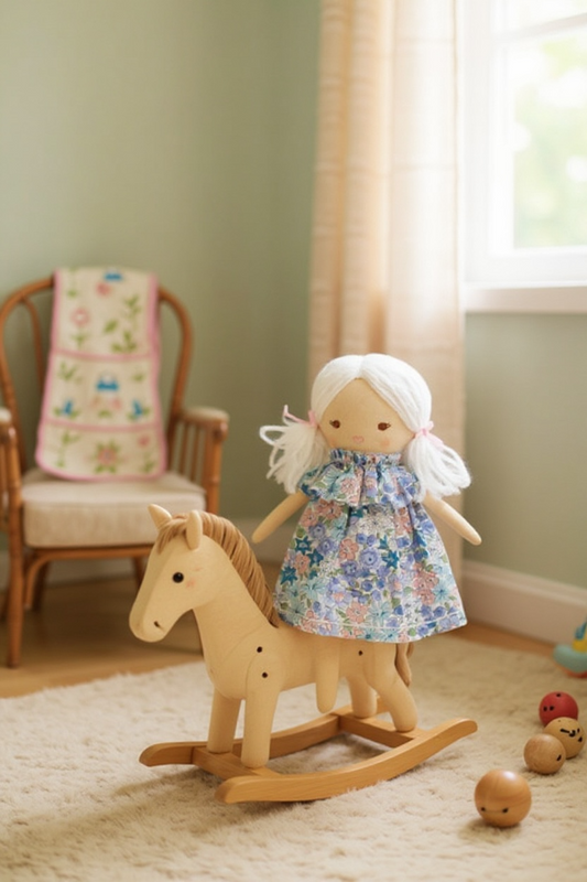 Mini Matilda Asleep Awake Doll 24cm Liberty Blue Floral Dress
