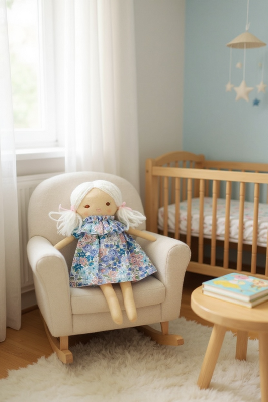 Mini Matilda Asleep Awake Doll 24cm Liberty Blue Floral Dress
