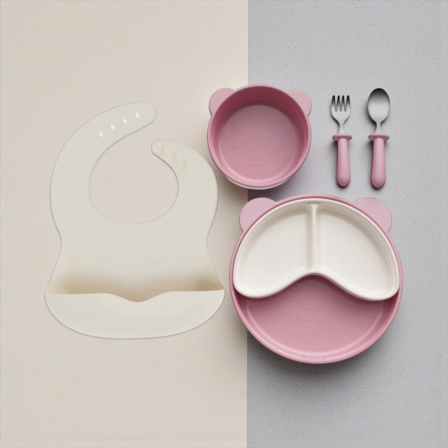 👉 Giggle Bubs Grow-With-Me Silicone Feeding Set