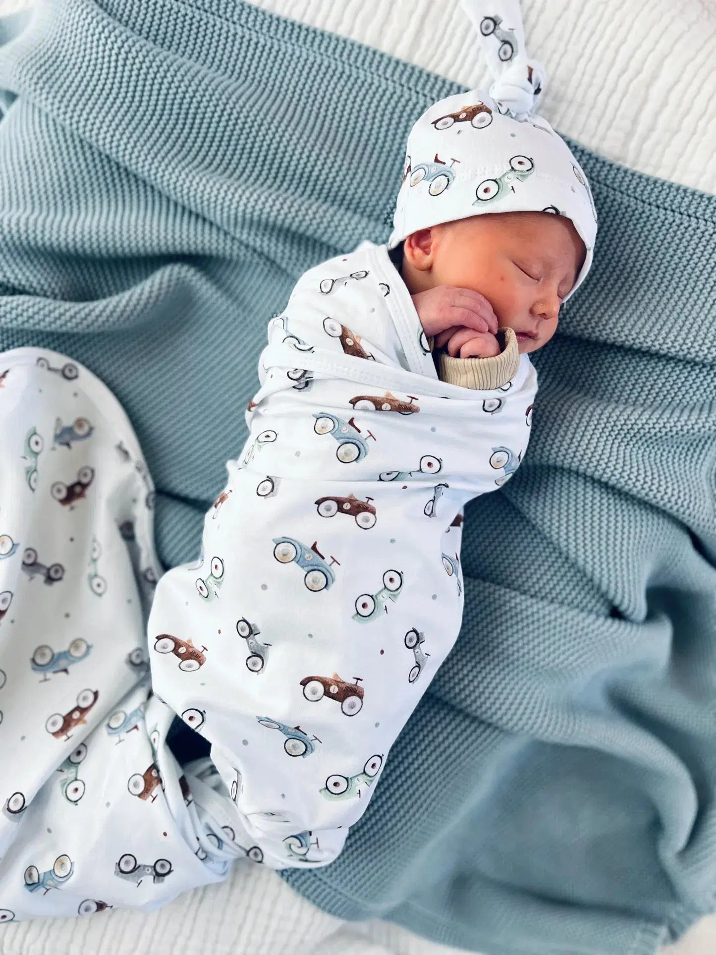 Mini Me Cable Knit Baby Blanket Sea Blue