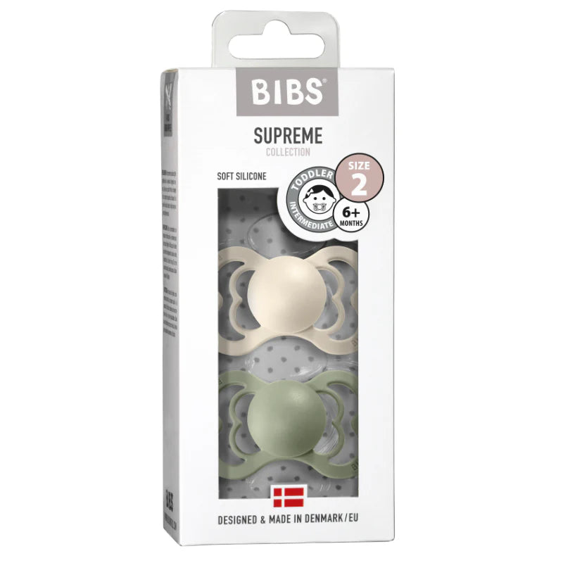 BIBS Supreme, Silicone S1 - Ivory/Sage - (2pk)