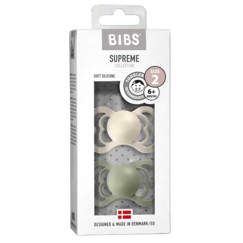 BIBS Supreme, Silicone S1 - Ivory/Sage - (2pk)