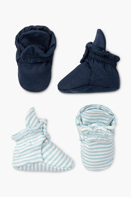 Monica+Andy 2-Pack Organic Baby Booties Navy (Limited Edition)