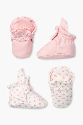Monica+Andy 2-Pack Organic Baby Booties Light Pink ( Limited Edition)
