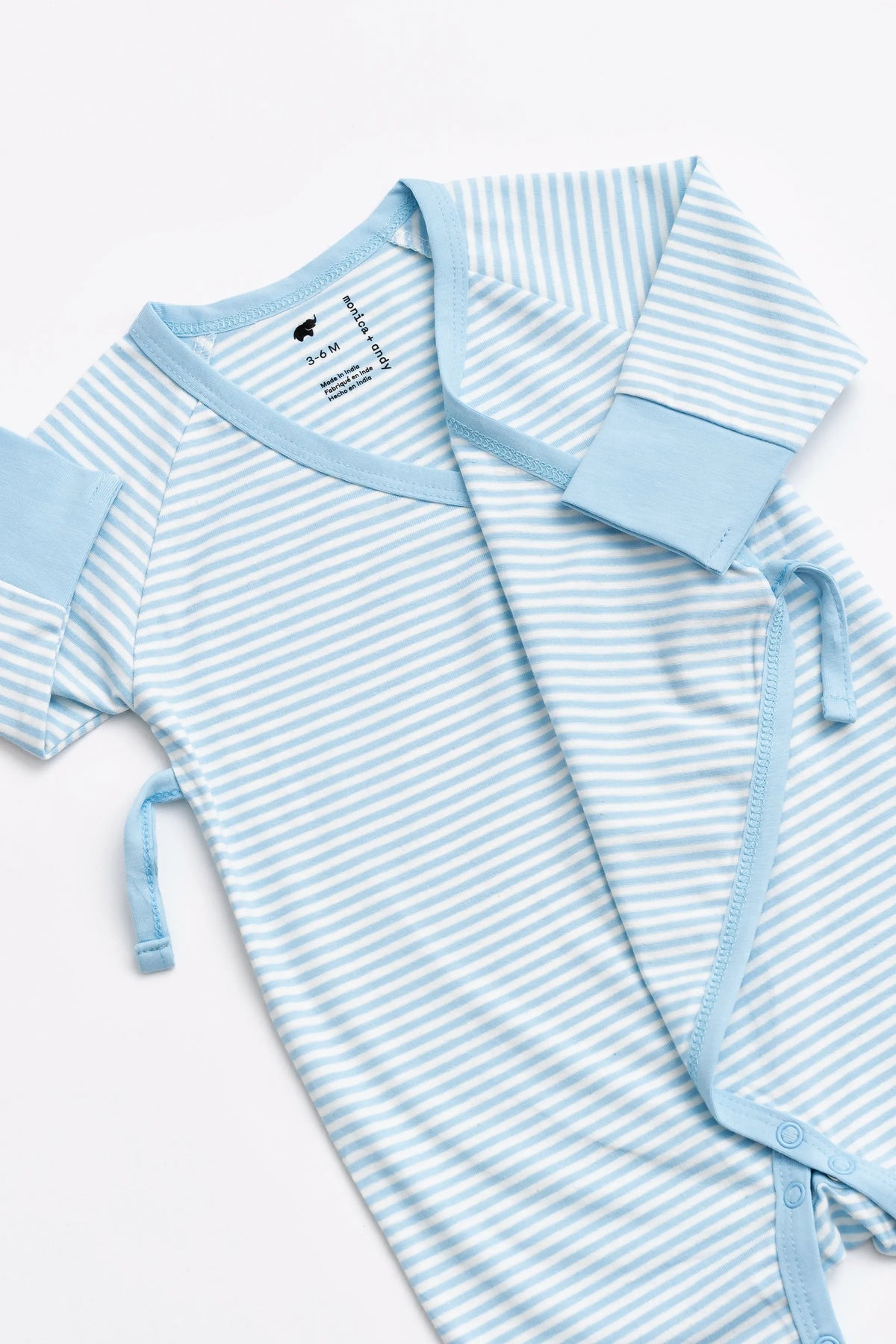 Monica + Andy Kimono Tie One-Piece Light Blue French Stripe