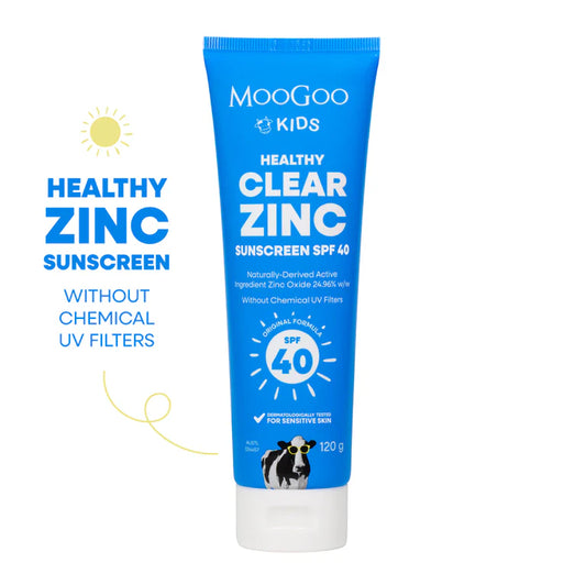 MooGoo Kids Clear Zinc Sunscreen SPF 40 120g, TGA APPROVED!