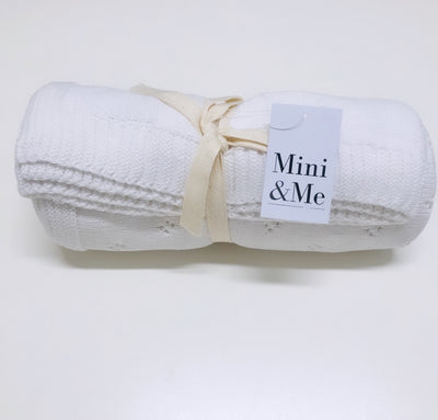 Mini & Me Heirloom Baby Blanket White