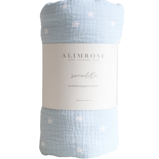 ALIMROSE Muslin Swaddle Starry Night Baby Blue