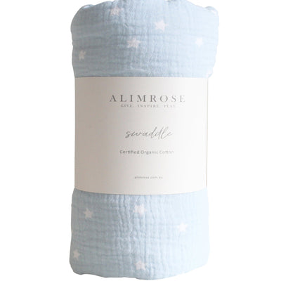 ALIMROSE Muslin Swaddle Starry Night Baby Blue