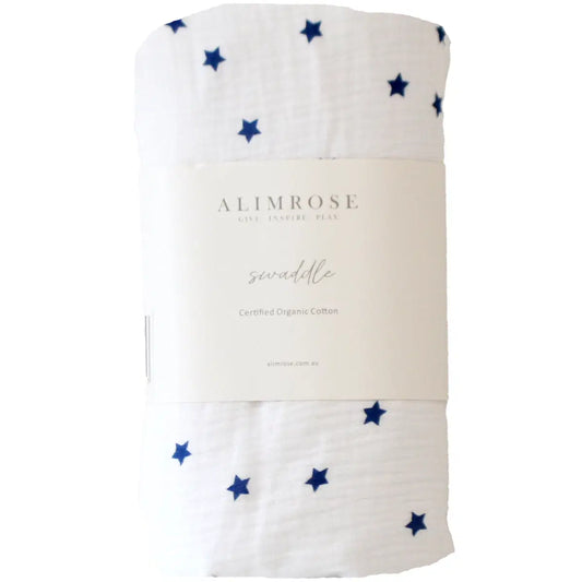 ALIMROSE Muslin Swaddle Navy Stars