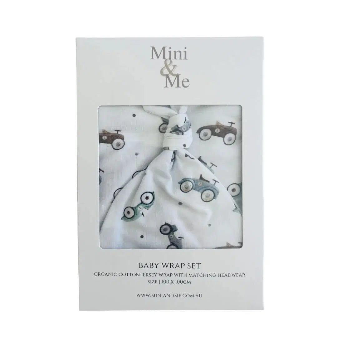 Mini Me Organic Jersey Baby Wrap Set Cars