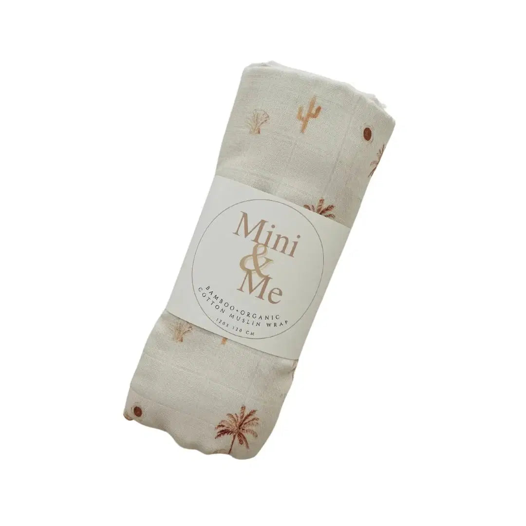 Mini Me Bamboo Muslin Wrap Desert Palms
