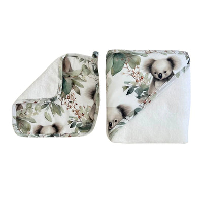 HOODED TOWEL & WASH CLOTH SET CUDDLY KOALA