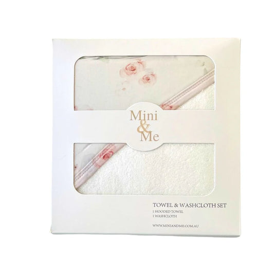 Mini & Mini HOODED TOWEL & WASH CLOTH SET IMOGEN