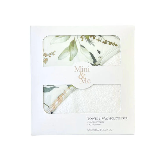 Mini & Mini HOODED TOWEL & WASH CLOTH SET IVY