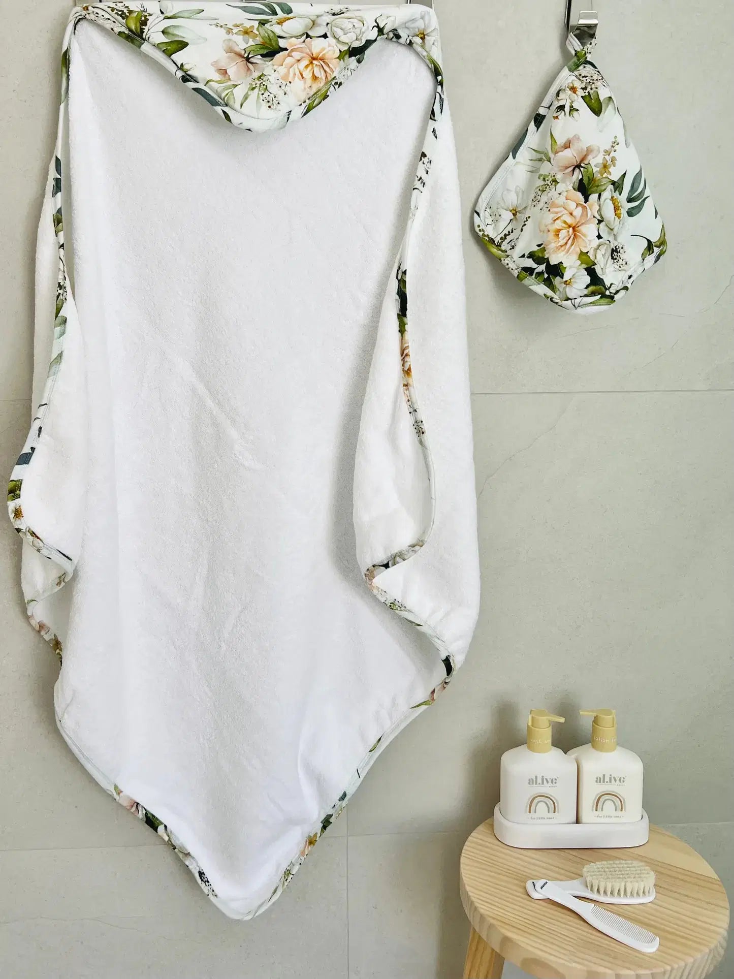 Mini Mini Hooded Towel Wash Cloth Set Ivy