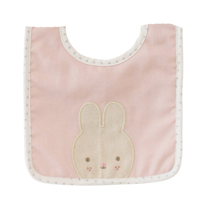 ALIMROSE Linen Bunny Bib Pink