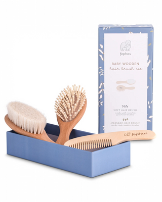 FEPHAN Wooden Baby Goat Hair Brush Set
