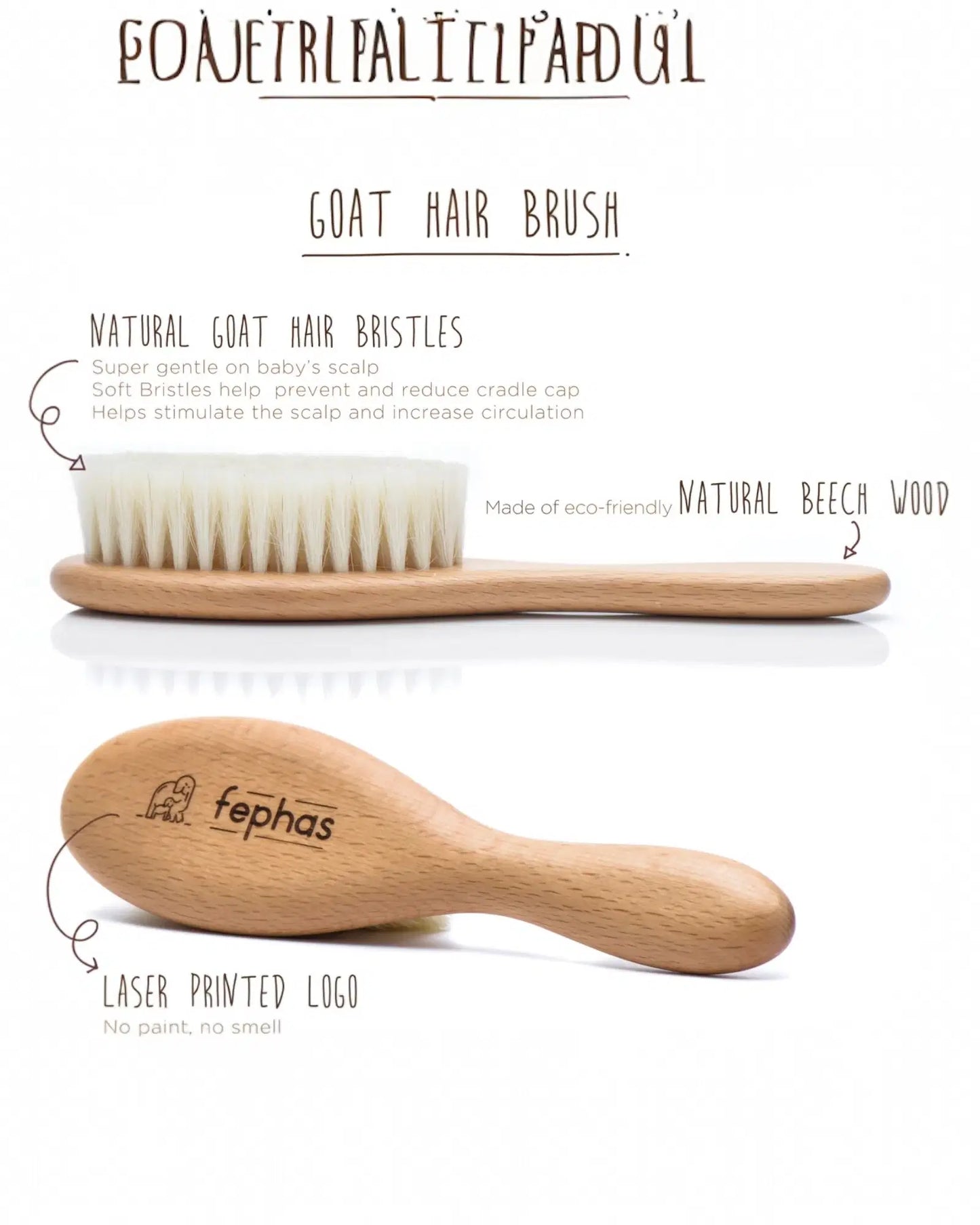 Fephan Wooden Baby Goat Hair Brush Set