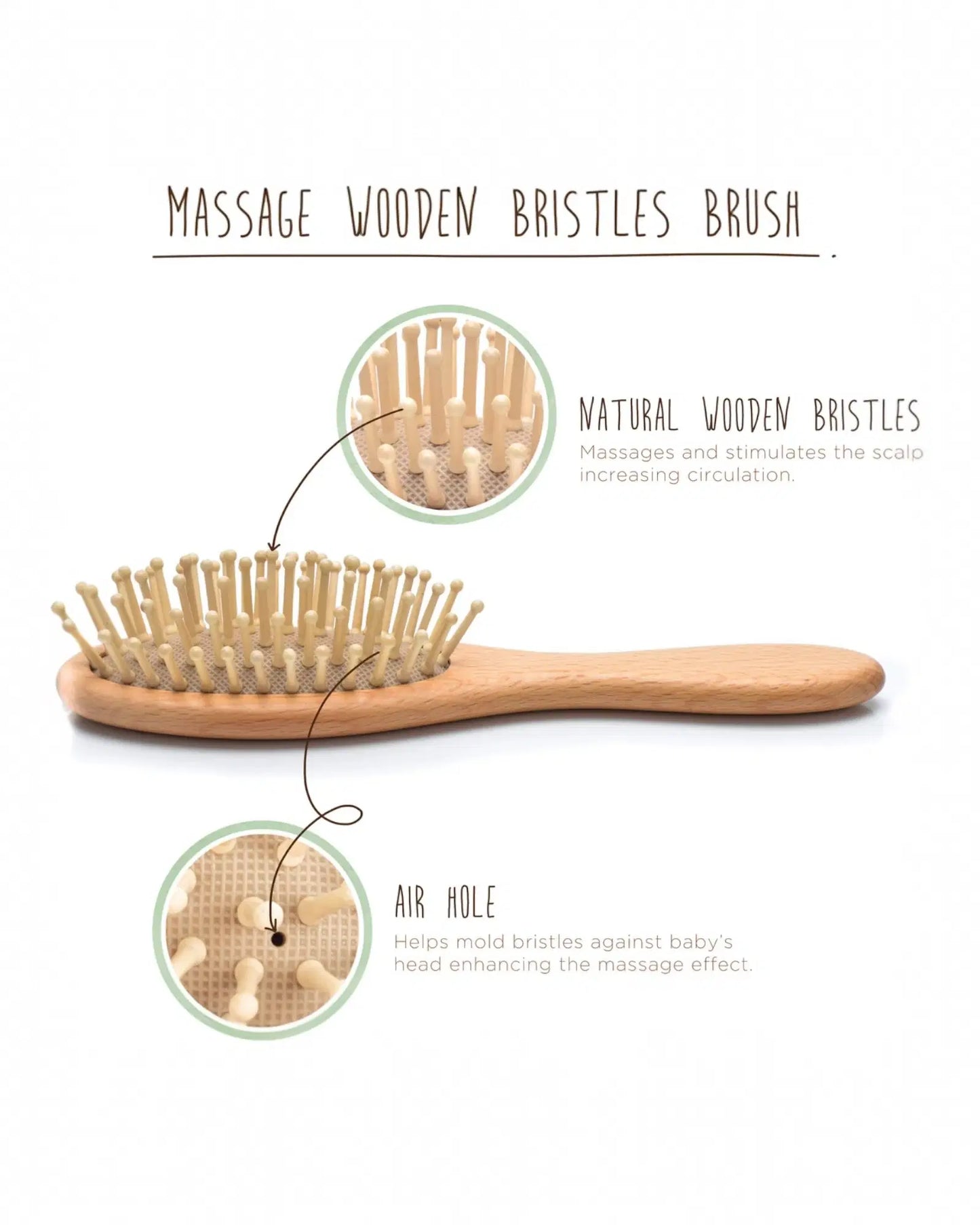 Fephan Wooden Baby Goat Hair Brush Set
