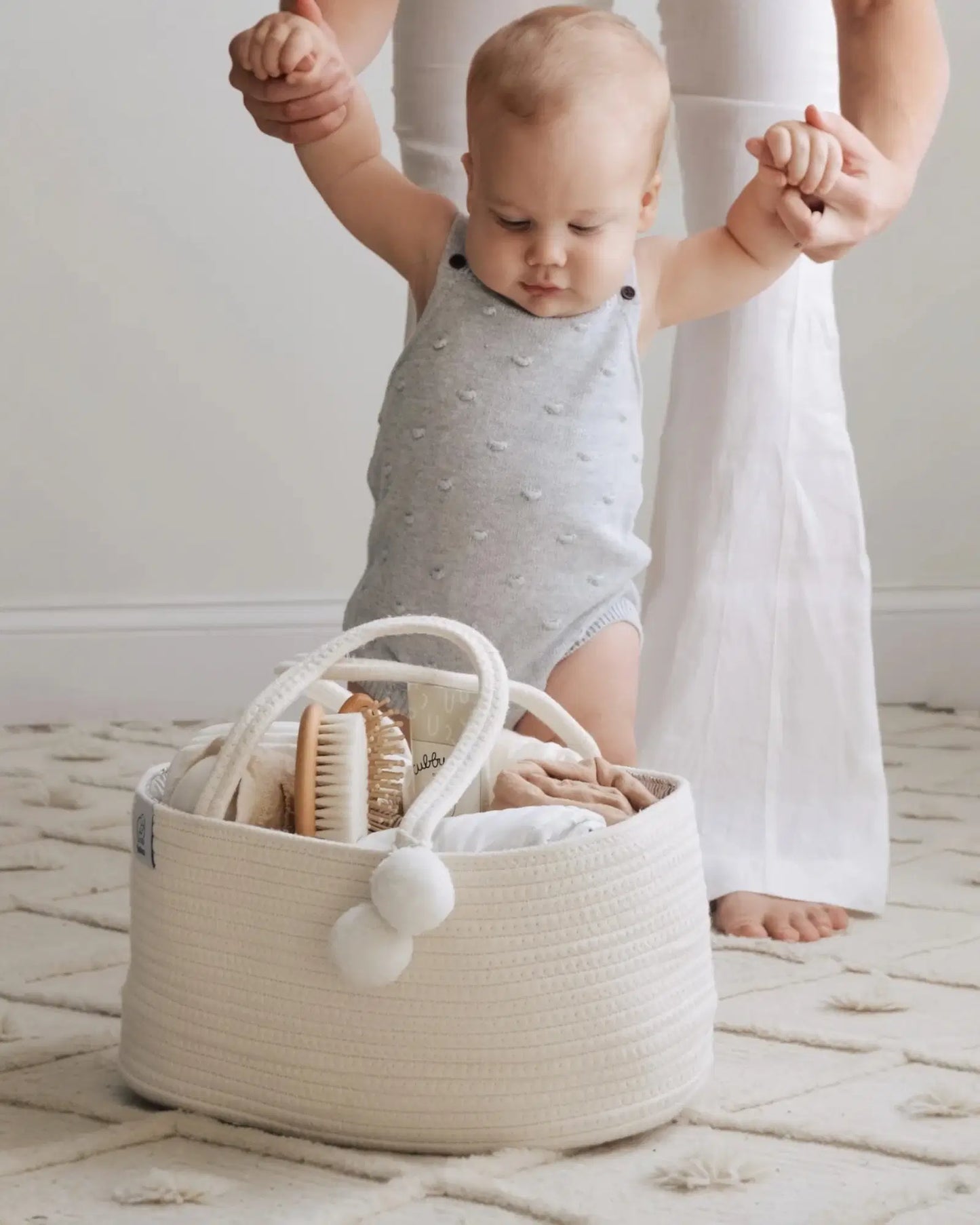 Fephas Rope Diaper Caddy Off White