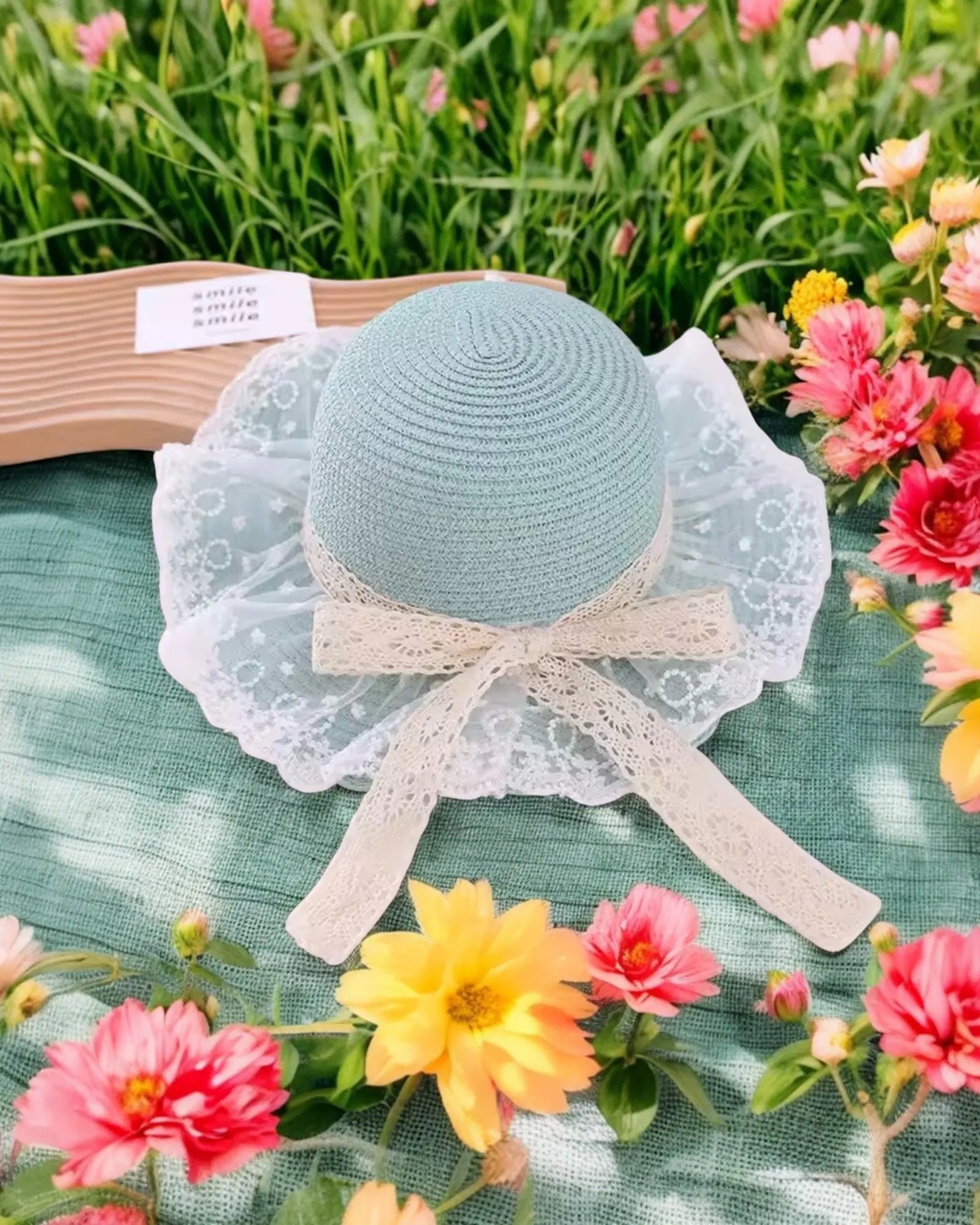 Giggle Bubs Princess Style Wide Brim Bucket Summer Hat with Handbag