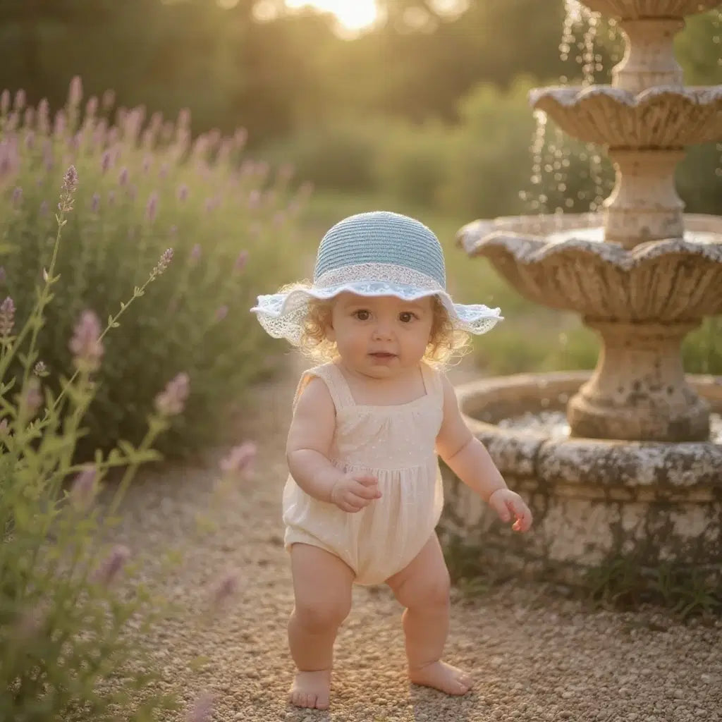 Giggle Bubs Princess Style Wide Brim Bucket Summer Hat with Handbag