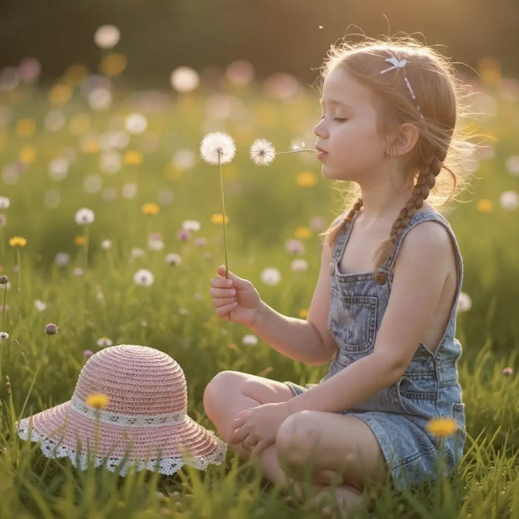 Giggle Bubs Princess Style Wide Brim Bucket Summer Hat with Handbag