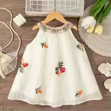 GiggleBubs Baby Girl Summer Flower Embroidery Cotton Dress