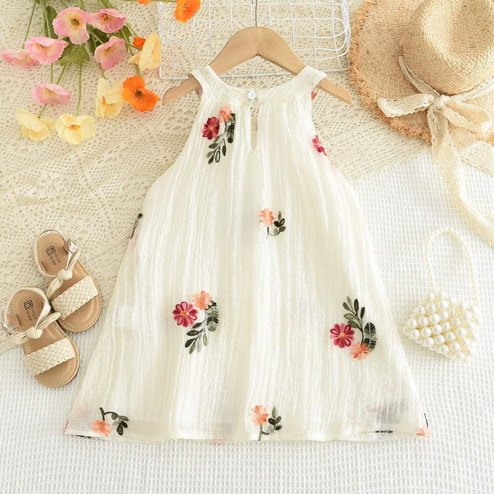 GiggleBubs Baby Girl Summer Flower Embroidery Cotton Dress
