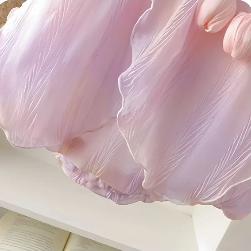 GiggleBub Baby Girls' Tulip Decor Inspired Iridescent Halter Sling Princess Romper Dress