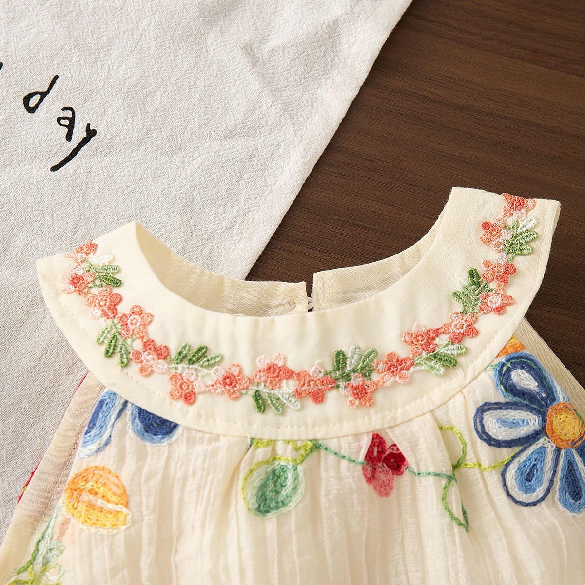 GiggleBubs Baby Girl Summer Flower Embroidery Cotton Dress