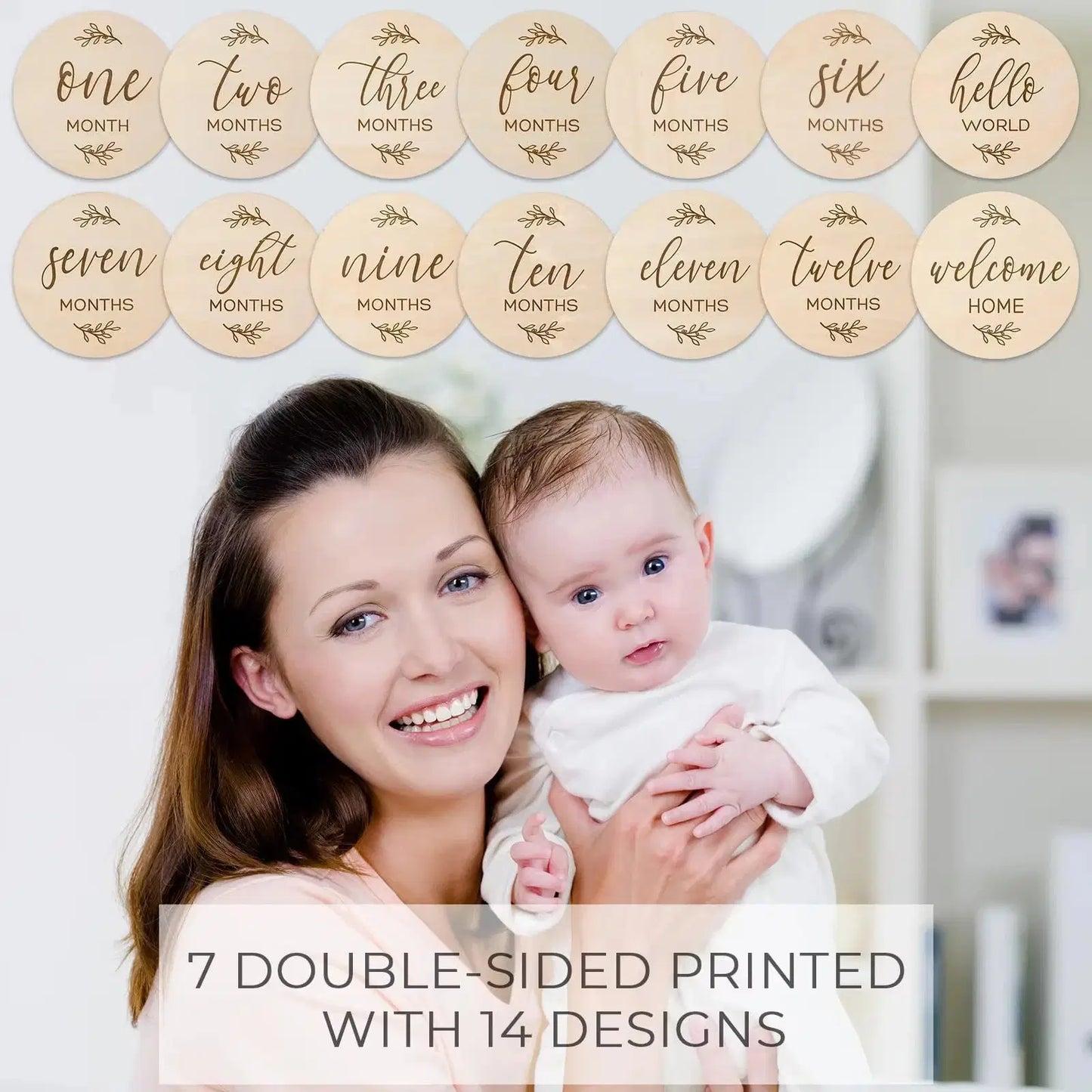 Giggle Bubs Wooden Baby Millstone Card