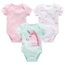 Giggle Bubs, 3PC Cotton Short Sleeve Girl Bodysuit
