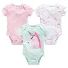 Giggle Bubs, 3PC Cotton Short Sleeve Girl Bodysuit