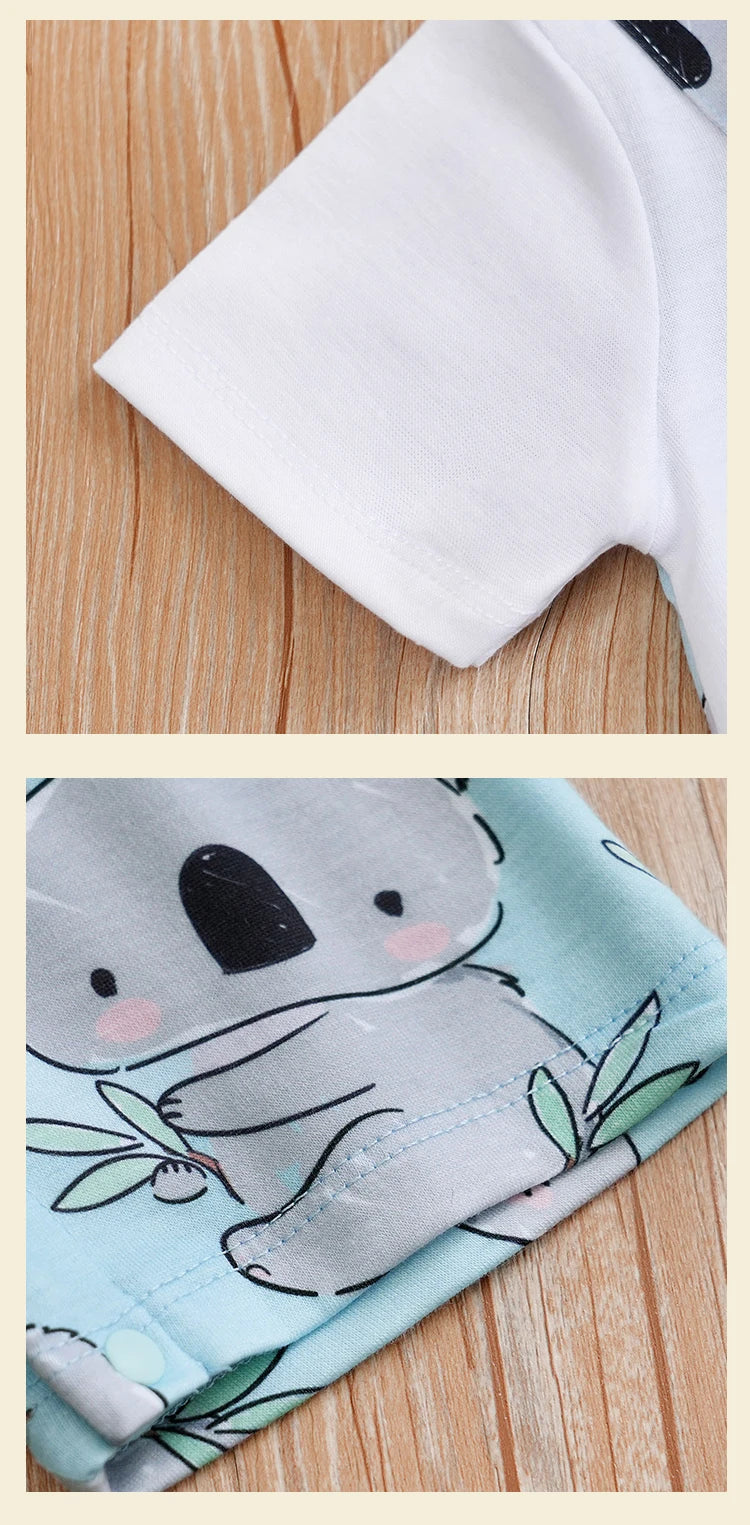 Baby Boy Cotton koala print Jumpsuit Summer Short Sleeve Romper