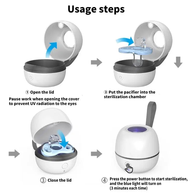 Portable Baby Pacifier Sterilizer Box Mini UV Light Sterilizer