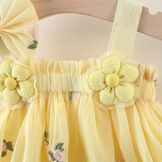 Giggle Bubs Camisole Dress Sweet Cute Mesh Embroidered Bow Princess Dress (9_12 M) “almost gone“