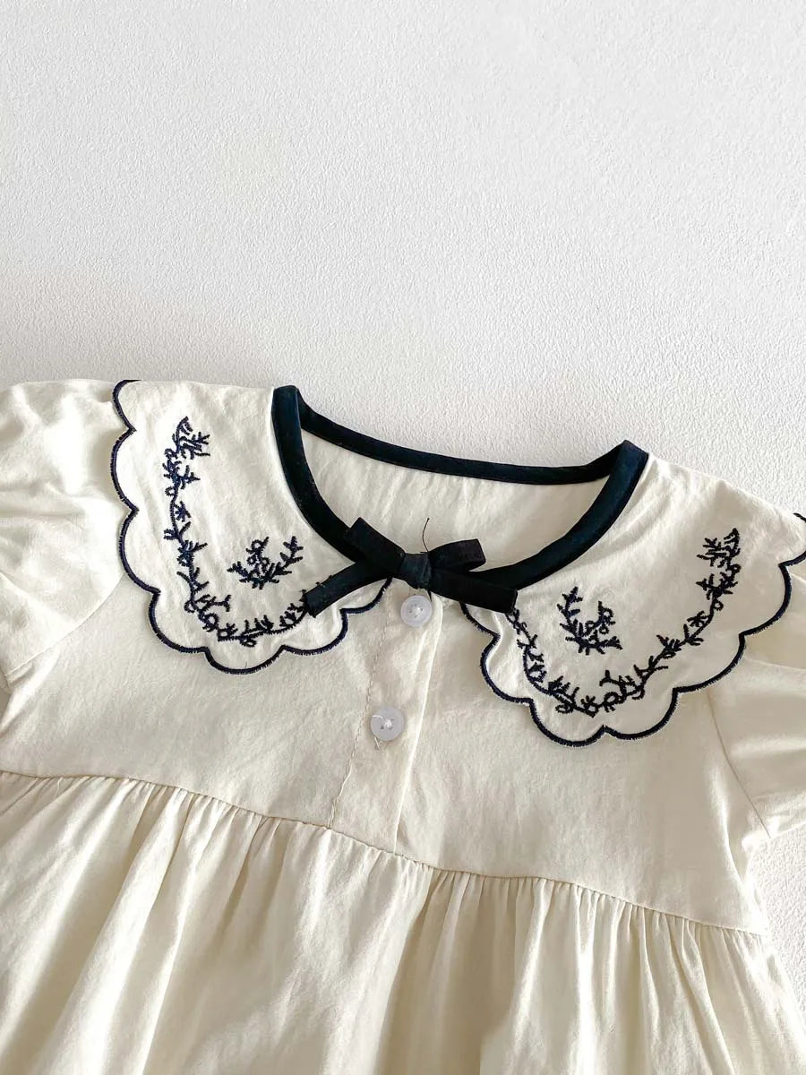 GiggleBubs, Baby Girl Embroidered, Short Sleeve Jumpsuit