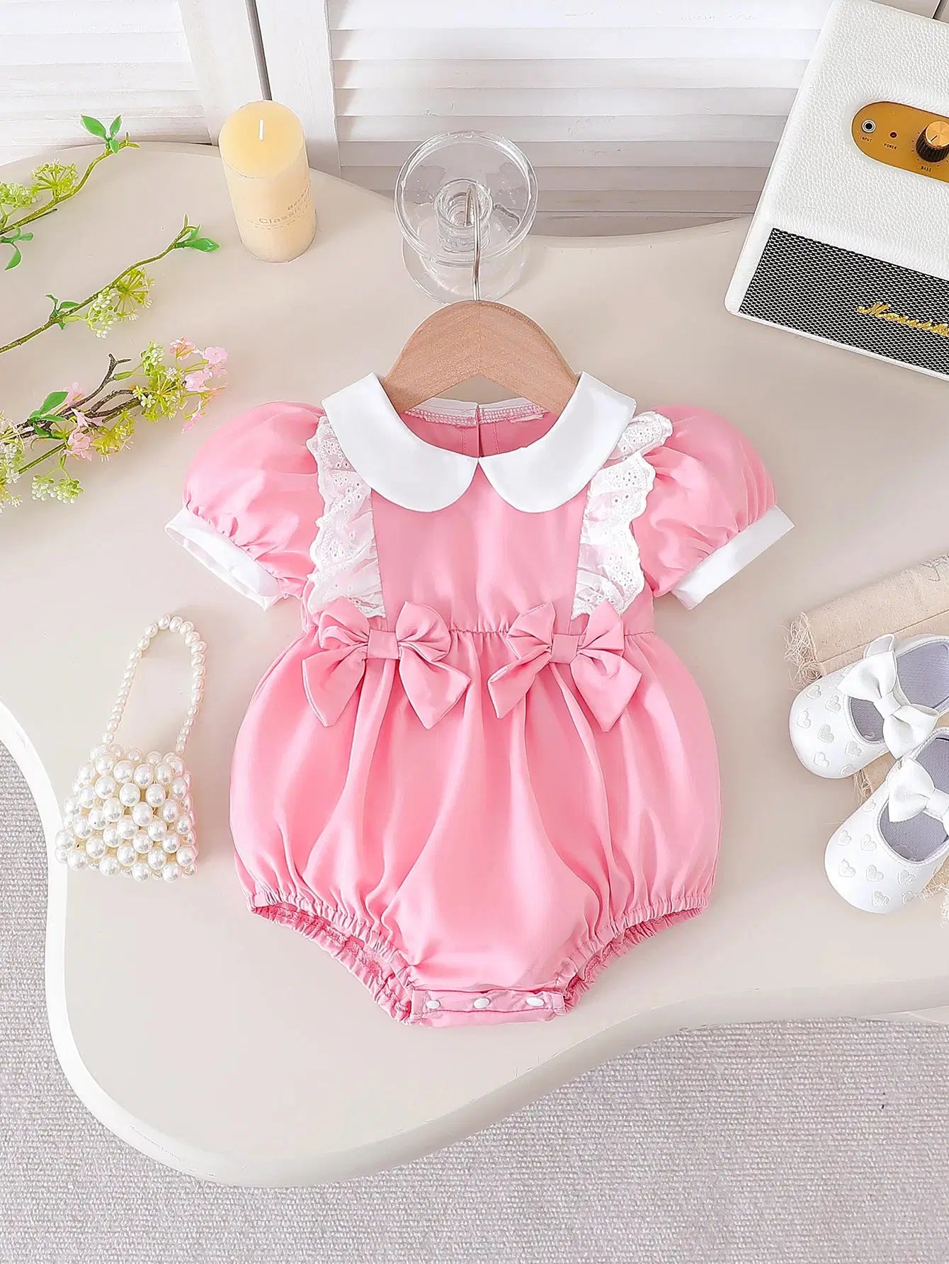 Giggle Bubs, Baby Girl Short Sleeve Jumpsuit